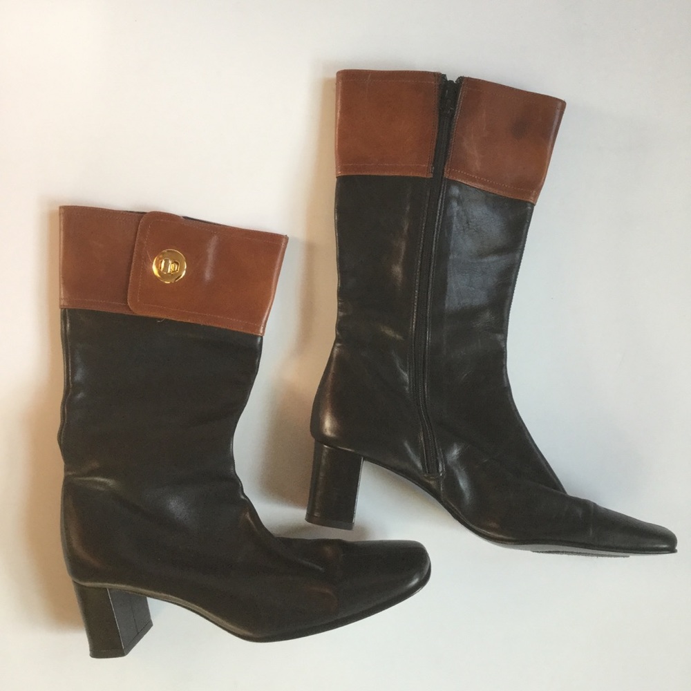 Vintage Mila Paoli two tone heeled boots size 7.5